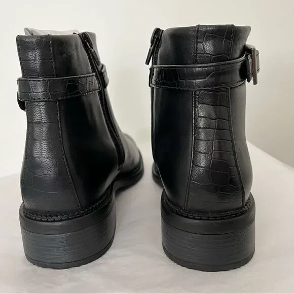 Clarks Maye Grace Leather Ankle Bootie, Black Leather New in Box - Picture 11 of 12